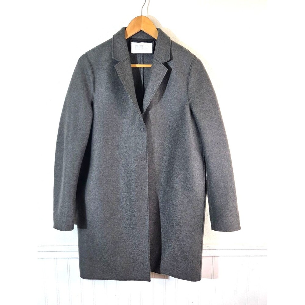 Harris Wharf London Womens US 6 Gray Virgin Wool Coat Minimalist Italy Small